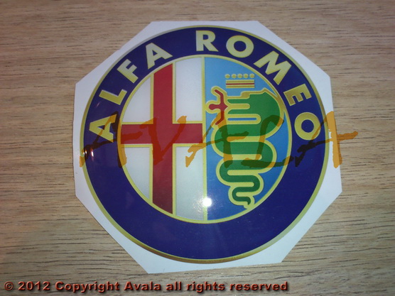 Stiker okrugli 74mm \"Alfa Romeo\" *10902444*