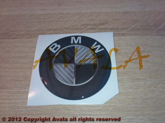 Stiker okrugli 82mm \"BMW\" carbon (crno-beli) *10902454*