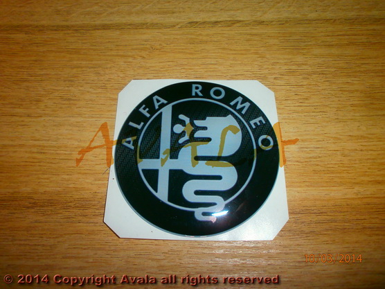 Стикер округли 74мм  "Alfa Romeo" (карбон) *10902576*