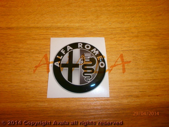 Stiker okrugli 60mm \"Alfa Romeo\" (crno-beli) *10902800*