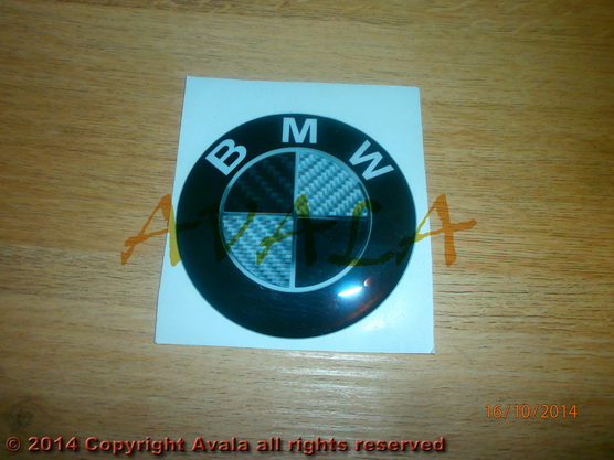 Stiker okrugli 78mm \"BMW\" carbon (crno-beli) *10902846*